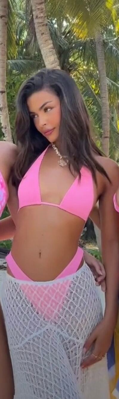 NEW Kulani Kinis Taffy Pink Ribbed Bikini Small Bind Tie Halter High Leg Thong